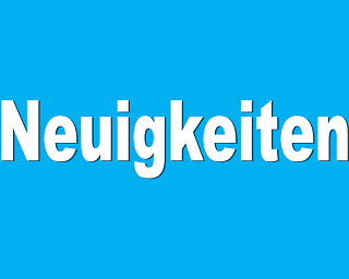 Text mit dem Wort 'Neuigkeiten' auf blauem Hintergrund.